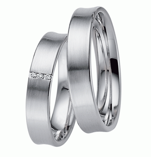 [Цена за 2 кольца]Матовые обручальные кольца из белого золота с бриллиантами, арт. 5381