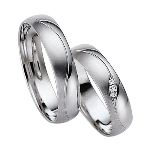 [Цена за 2 кольца]Красивые обручальные кольца из белого золота с бриллиантами, арт. 5439