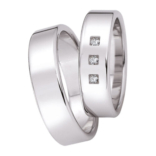 Белые обручальные кольца с квадратными бриллиантами ArtNeva, арт. 5459