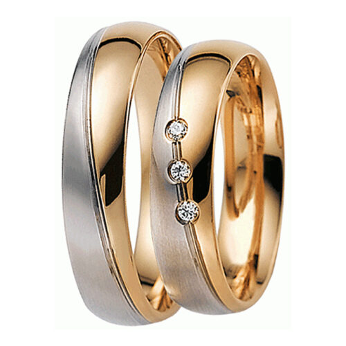 Классические обручальные кольца с белым золотом и бриллиантами, арт. 5367