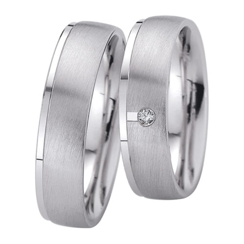 [Цена за 2 кольца] Обручальные кольца из белого золота с бриллиантом, арт. 5351