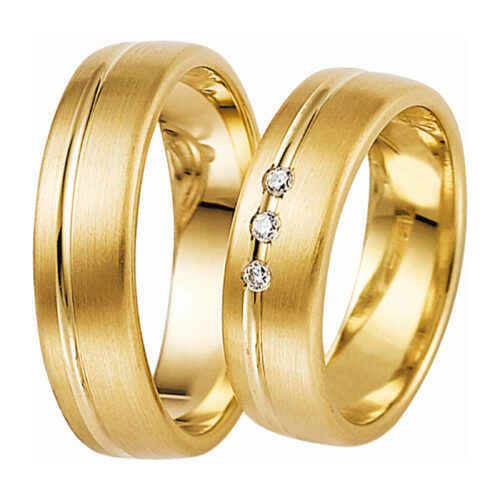 Классические обручальные кольца из желтого золота с бриллиантами ArtNeva, арт. 5335